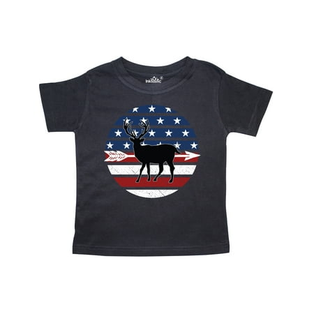 

Inktastic Deer Bow Hunting USA Flag Gift Toddler Boy or Toddler Girl T-Shirt
