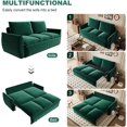 thumbnail image 3 of 70.9”W Big Full Size Futon Sofa Bed, Convertible Sleeper Sofa Bed with 2 in 1 Pillow and Blanket, 2 Seater Pull Out Couch, Comfy Velvet Couches for Living Room, Small Space, Apartment, Green, 3 of 9