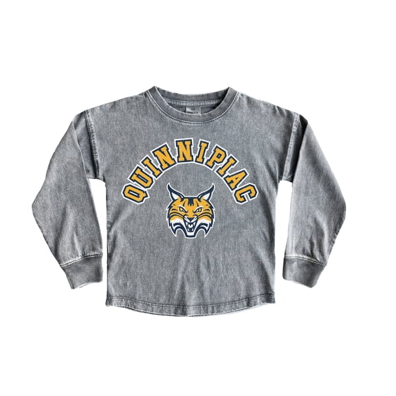 Youth Gameday Couture Gray Quinnipiac Bobcats Faded Wash Pullover Top