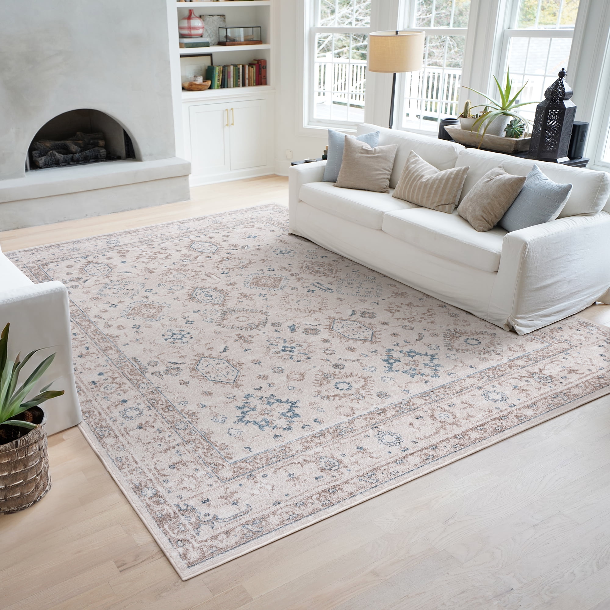 Bliss Rugs Magic Traditional 8' x 10' Blue and Cream Indoor Area Rug