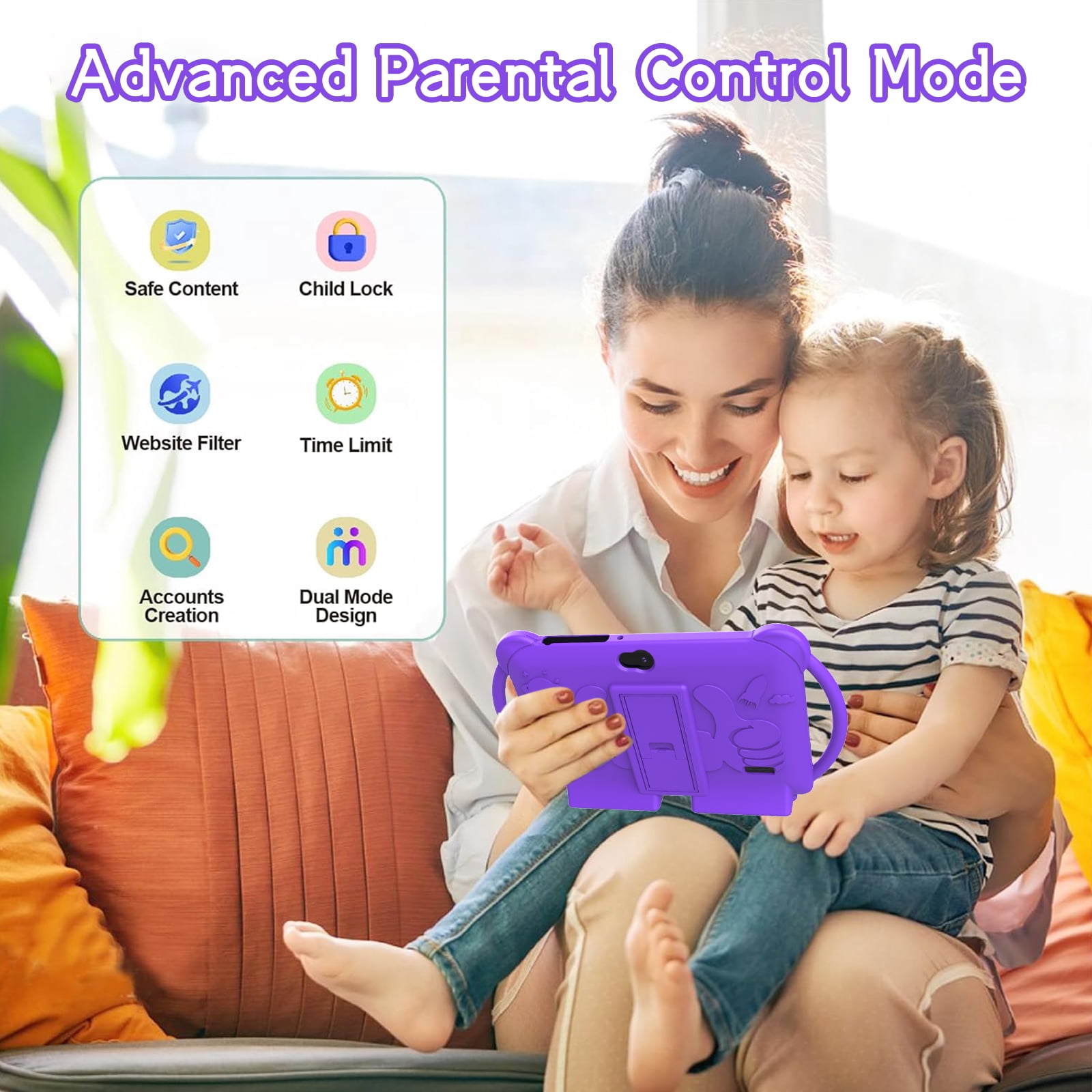 YQSAVIOR Android 12 Kids Tablet 7 inch Tablet for Kids Toddler Tablet 4GB RAM+32GB ROM WiFi Tablet Pre Installed & Parent Control Learning Education Tablet Dual Camera IPS Touch Screen