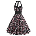 thumbnail image 1 of Vestido de Verano para las Mujeres, Vestido de Ajuste Delgado de Cuello en V sin Mangas Patchwork Impreso Hecho de Poliéster Ligero para la Primavera, Vestido Sexy para las Mujeres, 1 of 6