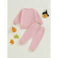 thumbnail image 6 of Baby Toddler Girl 2Pcs Fall Outfits 0 6 12 18 24 Months 2T 3T Long Sleeve Pumpkin/Ghost Print Sweatshirt + Pants Set Clothes, 6 of 9