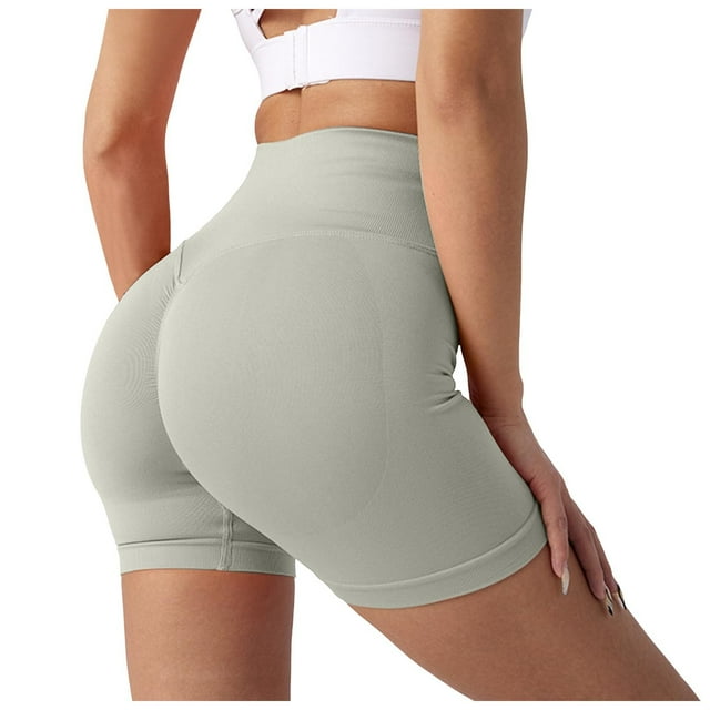 Pantalones cortos sin costuras para mujer con efecto lifting - Pantalones cortos de gimnasio y yoga de cintura alta, control de abdomen, nailon y spandex, tallas S-XL