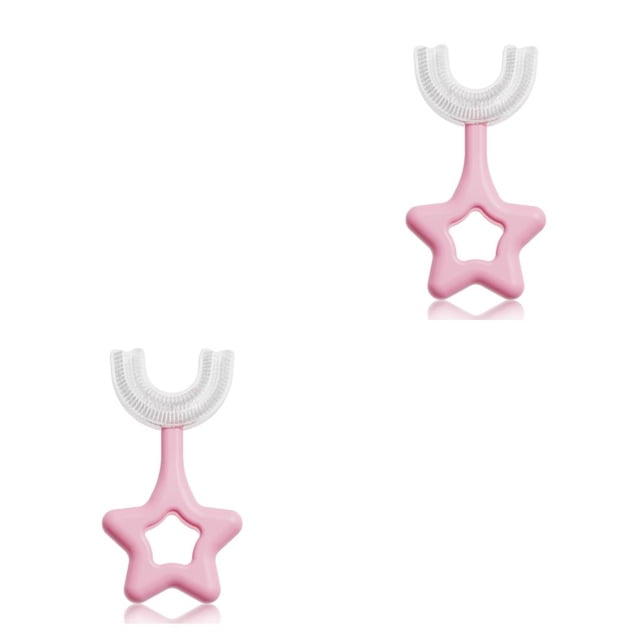 Toystoory Cepillo de para bebé ergonómico de doble cara de silicona de 360 grados, cepillo de Manual en forma de U, cuidado rosado S 2piezas Toystoory CBP077646