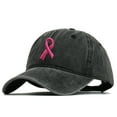 thumbnail image 5 of Cancer Awareness Hat Unisex Solid Adjustable Ribbon Embroidered Denim Baseball Caps, 5 of 8