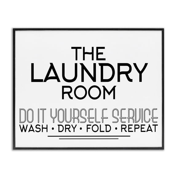 Do It Yourself Laundry Minimal Black Framed Giclee Art, design by Kim Allen
