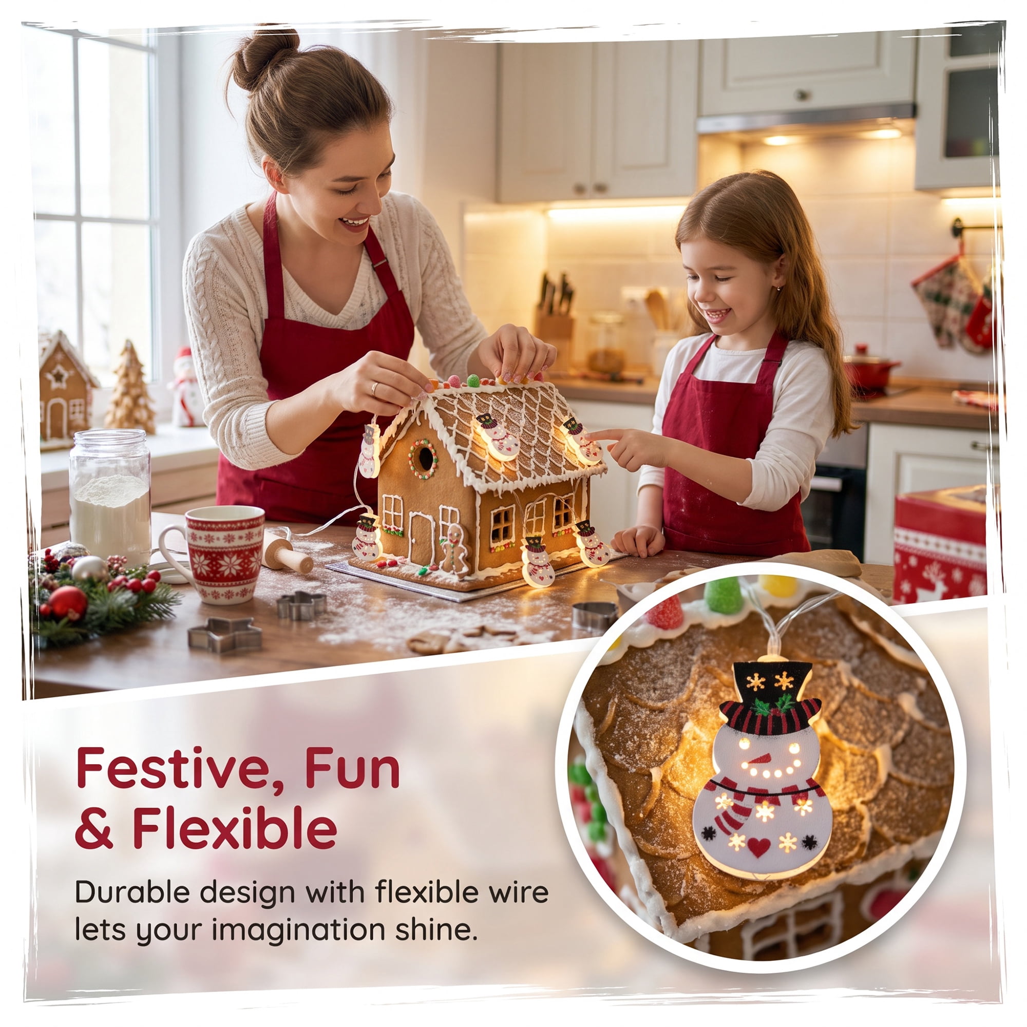 Unique Bargains Figurine Indoor Holiday Fairy Lamps 4.9 ft Snowman Battery Operated