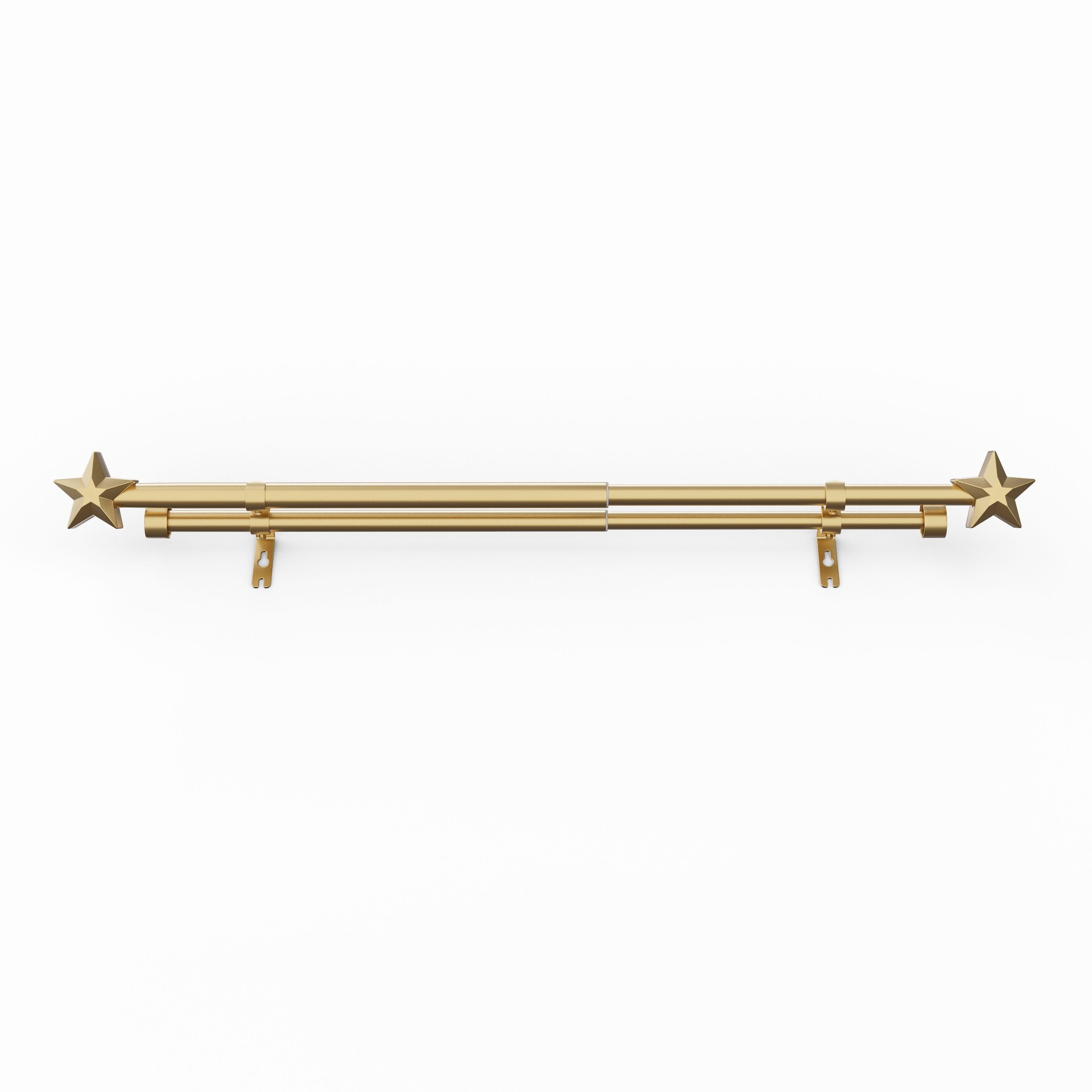 Mainstays Kids Gold Star Adjustable Double Curtain Rod, 3/4 in Diameter, 28-48 in