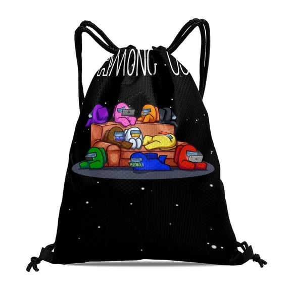 Drawstring Backpack for Among Us Sackpack Women Men Adults Party Favor Bags Sports for Gym Travel Swimming Hiking Camping Tote Bag 11.8 × 15.7 in