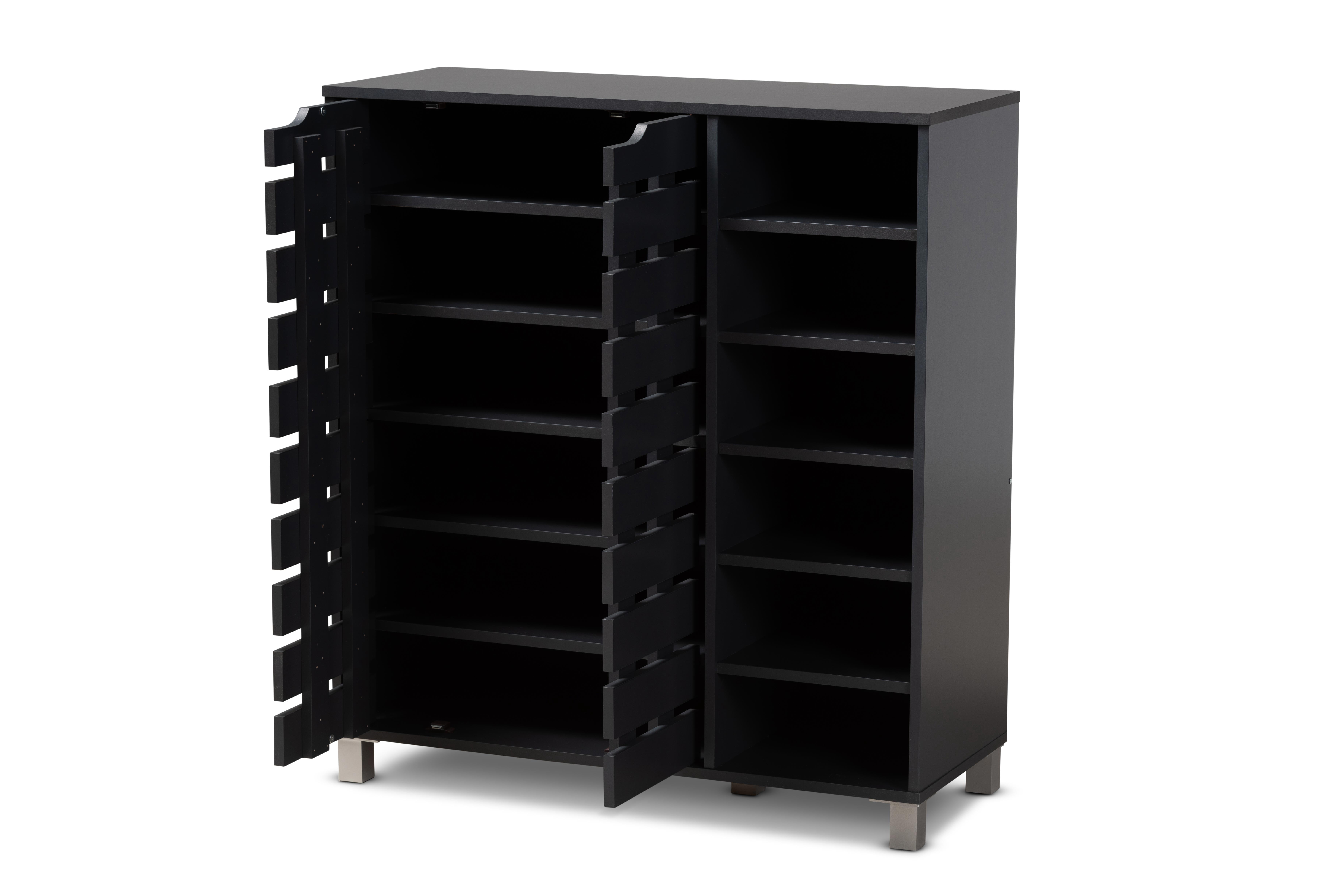 Baxton Studio Shirley Modern Dark Grey 2-Door Shoe Cabinet