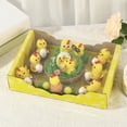 thumbnail image 4 of Cute Easter Chicks Figurines Set, Mini Yellow Chicken Decorations with Eggs & Nest Accents, Spring Tabletop Ornaments for Home & Party, 4 of 6