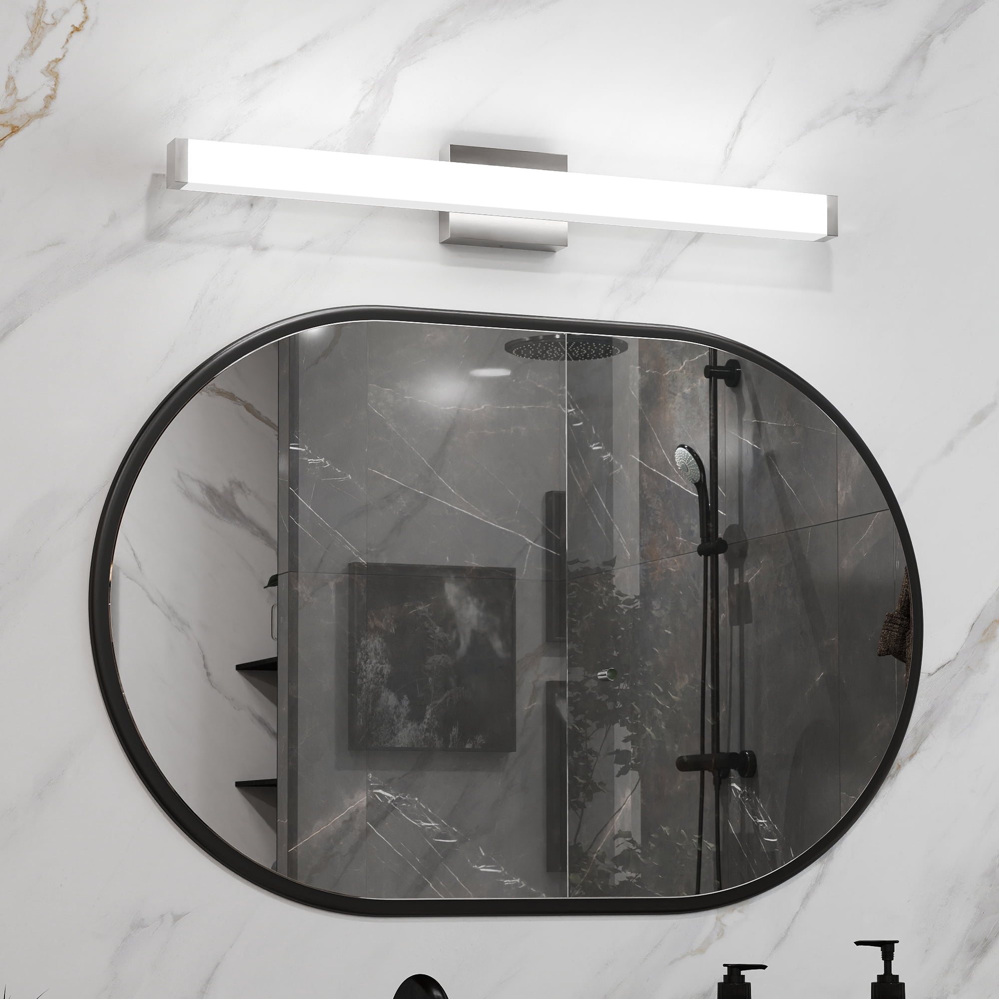 TICOZE 33 Inch Brushed Nickel Modern LED Vanity Light Bar, 18W 6000K Cool White, Energy-Saving Bathroom Mirror Lighting Fixture