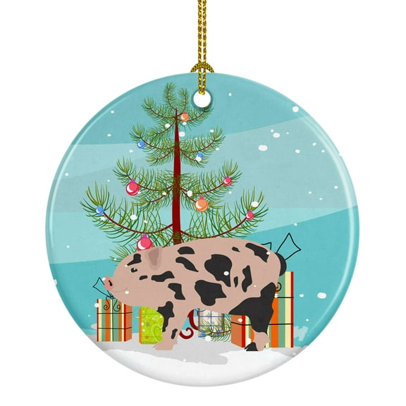 Mini Miniature Pig Christmas Ceramic Ornament