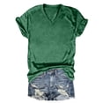 thumbnail image 6 of Qwertyu Womens Tops Short Sleeve Summer V Neck Shirts Work Blouses Business Shirt Fashion Clothing Dark Green 2XL, 6 of 7