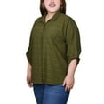 thumbnail image 2 of Plus Size 3/4 Sleeve Woven Jacquard Blouse, 2 of 3