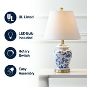 JONATHAN Y Penelope 22 French Country Cottage Ceramic/Iron Chinoiserie Ginger Jar LED Table Lamp, Blue/White, JYL3005A