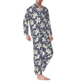 thumbnail image 2 of Daiia Lilies Flowers for Men's Long-Sleeved Pajama Set – Soft & Comfortable Sleepwear Button-Up Pajamas Cozy Lounge Wear-XX-Large, 2 of 7