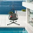 thumbnail image 3 of S-HOME  Swing Egg Chair with Stand in Stylish Wicker Rattan Design, Indoor Outdoor Hanging Chair with Cushions and Cup Holder, 3 of 13