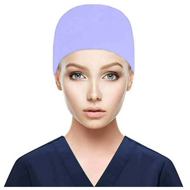 Scrub Cap With Buttons Bouffant Hat With Sweatband for Womens and Mens