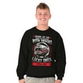 thumbnail image 3 of Grew Up Playing Fire Trucks Lucky Men's Big & Tall Crewneck Sweatshirt Brisco Brands 2X, 3 of 5