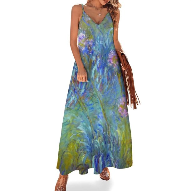Vestido sin mangas con estampado de flores rosas de Agapanthus Claude Mt vestidos para mujer vestidos de fiesta vestidos de verano para mujer