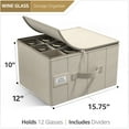 thumbnail image 2 of Sorbus Stemware Storage Cases Hard Shell, Wine Glass Storage Box Case with Dividers and Handle - Holds 12 Wine Glasses, Beige, 2 of 6