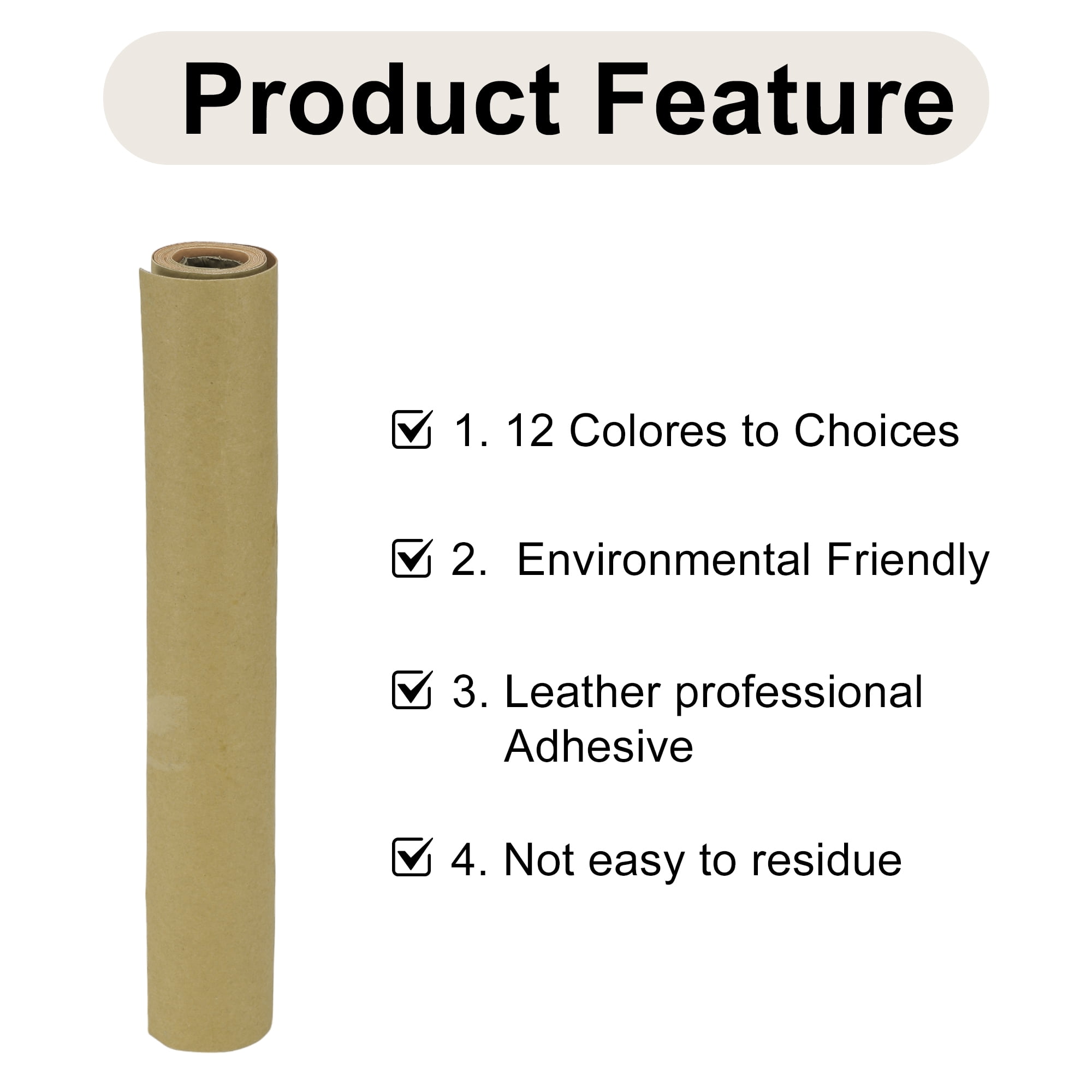 Unique Bargains Leather Repair Patch Tape, Self Adhesive Leather Repair for Furniture Couch Sofa Car Seats Office Chair Khaki 62.99"x15.75"