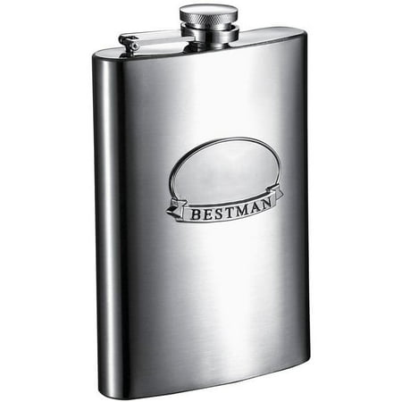 Visol  Best Man Ribbon Brushed Stainless Steel 6-ounce Liquor Flask -