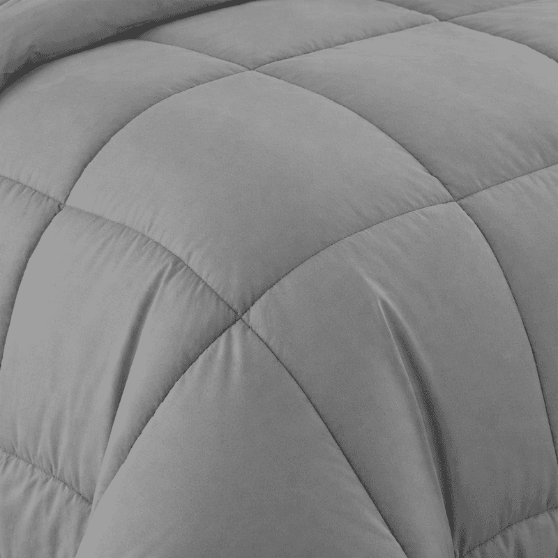 Luxury 500-TC Egyptian Cotton Box-Stitched Design Comforter | 300 GSM | Single Piece, King Size 90" x 104" Inches, 1pc Comforter with 4 Corner Tabs, (Dark Grey)