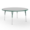 thumbnail image 1 of 60in Round Everyday T-Mold Adjustable Activity Table Grey/Green - Standard Swivel with Eight 18in Stack Chairs Green - Swivel Glide, 1 of 2