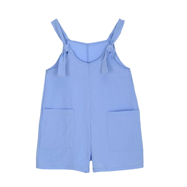 SDNall Casual Summer Rompers, Cute Sleeveless Loose Jumpsuit with Pockets for Women