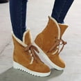 thumbnail image 2 of hopeusnice Women's Winter Boots Warm Snow Boots Lace Up Suede Ankle Boots Fuzzy Fleece Lined Comfortable Wedge Boots Yellow 37, 2 of 4