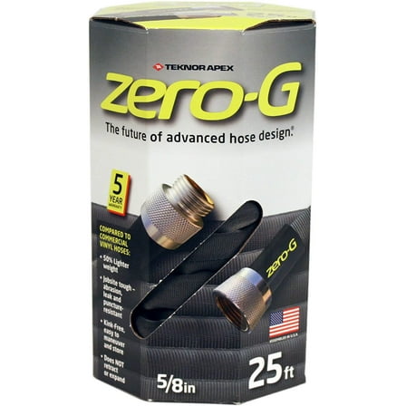 Zero-G Garden Hose - 100 Ft, Black, 5/8 In