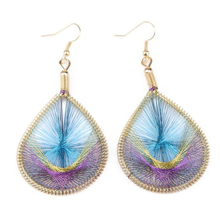 Box Chain Ear Threads - Fancyleo 1 Pair/4 Pairs Elegant Gold Thread Earring Peacock Tail Ear Hook Earrings Allergy Free Eardrop
