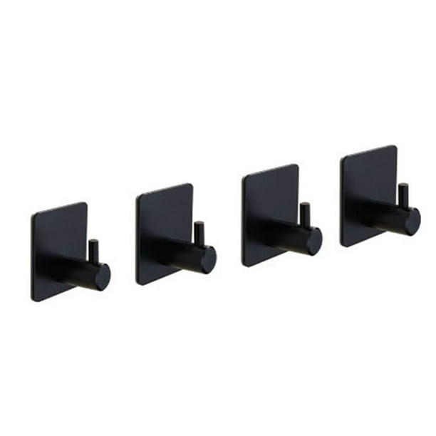Ganchos para ropa ANGGREK Gancho de Pared adhesivo cuadrado negro 4 piezas 1 caja