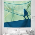 thumbnail image 1 of Volleyball Tapestry, Scenery of 2 Females Competing in a Sports Field Healthy Sports, Fabric Wall Hanging Decor for Bedroom Living Room Dorm, 5 Sizes, Night Blue Pale Green, by Ambesonne, 1 of 1