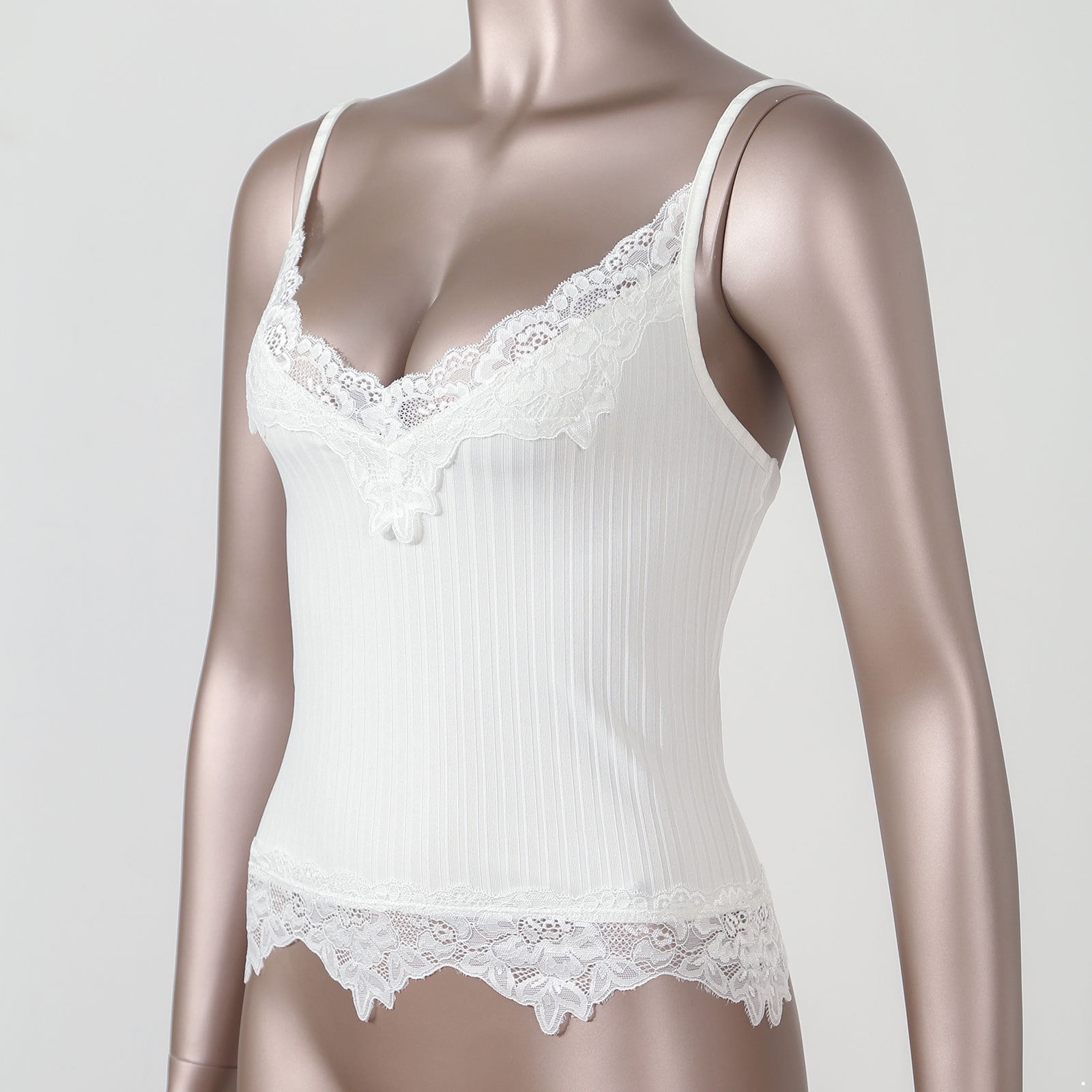 トップス fairy grunge White frill camisole Women Lace Frill Cami Crop Top Fairy Grunge Spaghetti Strap