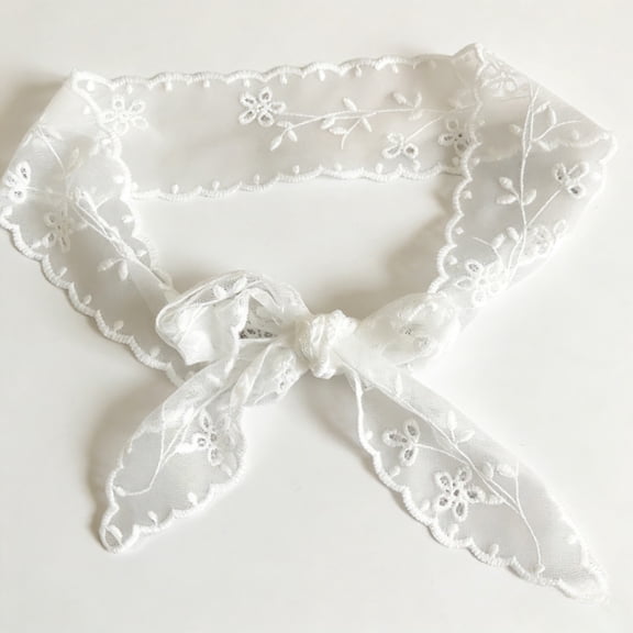 Women's Lace Waist Belt Long Scarf White for Clothing Accessories