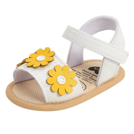 

Toddler Sandals Girl Summer Flowers Outdoor First Walk Summer Slippers White Size 12