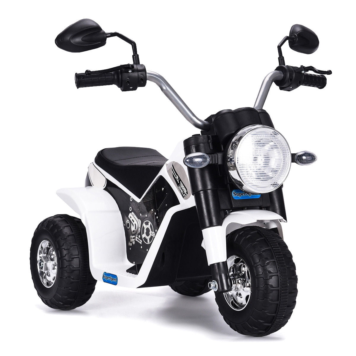 Veryke Kids Electric Battery-Powered Ride-On Motorcycle Dirt Bike Toy for Kids, 3 Wheeler Gifts White Motorcycle for Children Child Boys