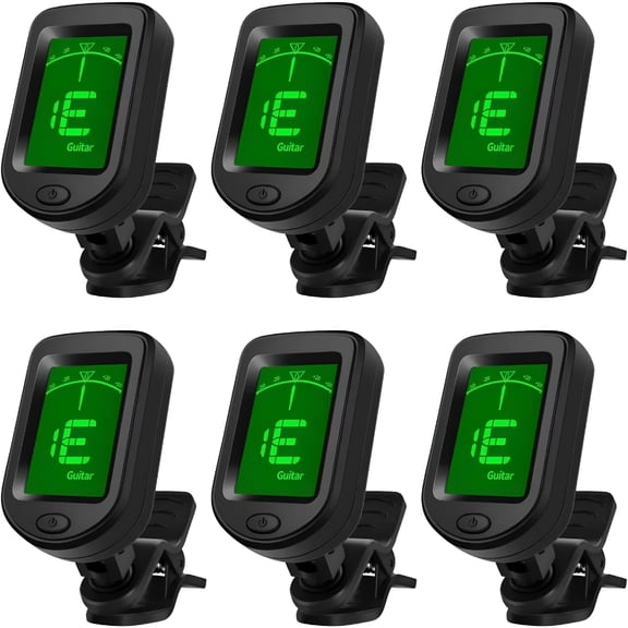 GJX 6 Pack Guitar Tuner Clip On Tuner for Guitar/Bass/Violin/Ukulele