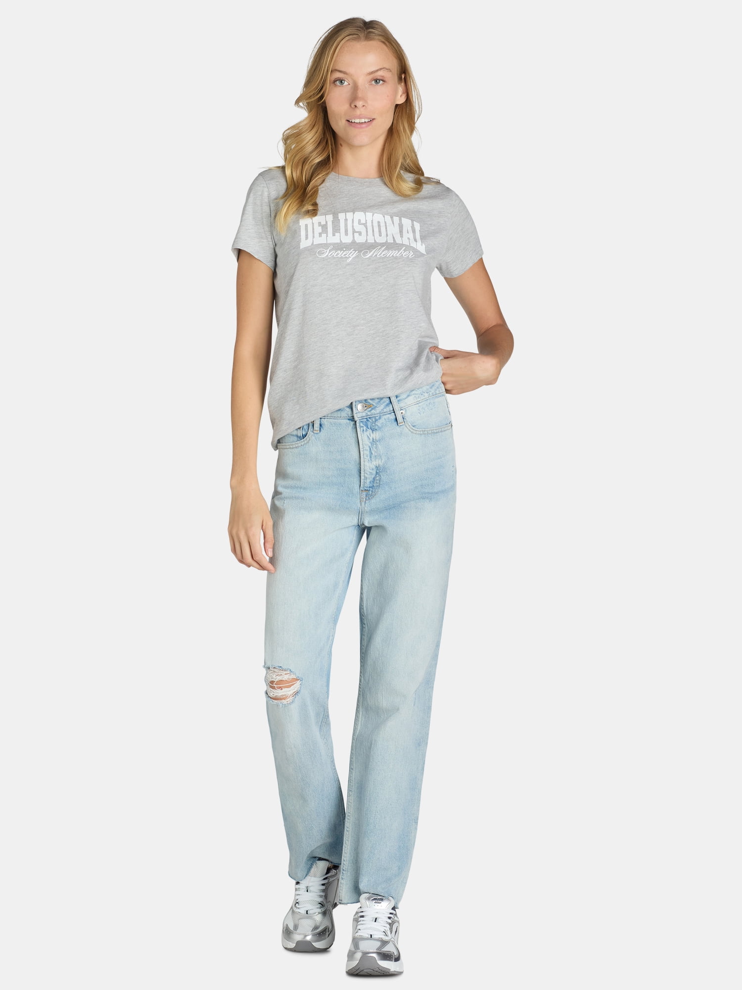 Women’s Delusional Graphic Tee with Short Sleeves, Sizes XXS-XXL