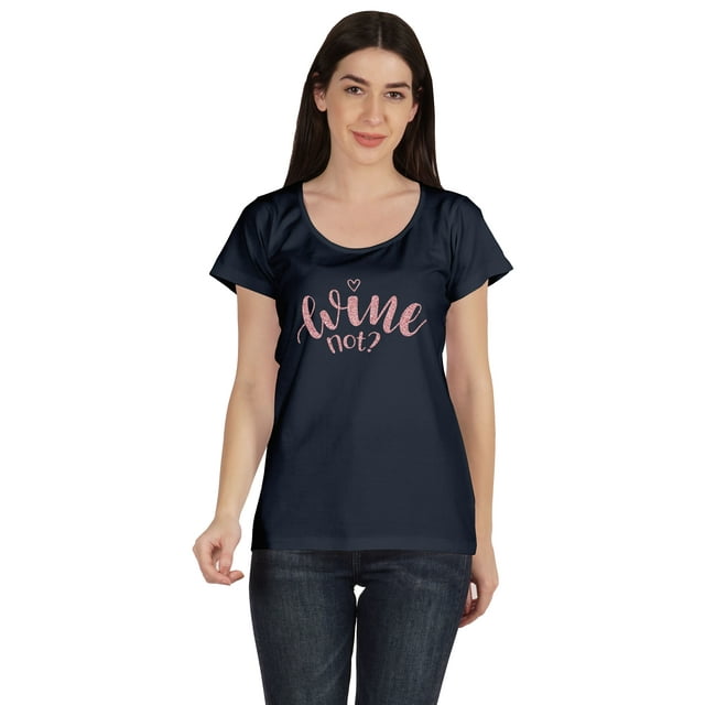 Inkmeso T-Shirt Graphique pour Femmes « Wine Not? » Drôle, Tee de Boisson, Hauts, Chandail Hilarant