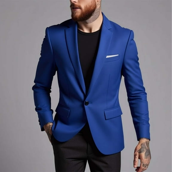 Levmjia Men's Single-Breasted Blazer One-Button Suit Jacket Wedding Party Blazer Notch Lapel Sport Coat Business Casual Jacket Solid Color Formal Wear Sizes S to 3XL