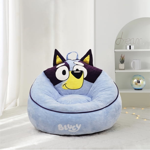 Bluey Kids Compressed Foam Bean Bag Chair, Blue, 24