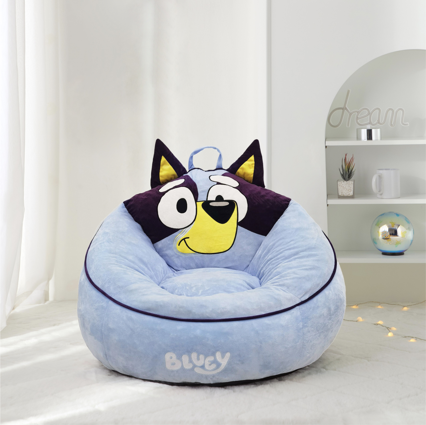 Bluey Kids Compressed Foam Beanbag Chair, Blue photo 2