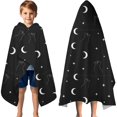 thumbnail image 3 of Black White Cat Moon Star Pattern Hooded Bath Towel，60"x35" for Ages 3 To 12 Kids, Quick Dry Lightweight Soft Microfiber Hood Beach Towel Cover Up for Kids, 3 of 7