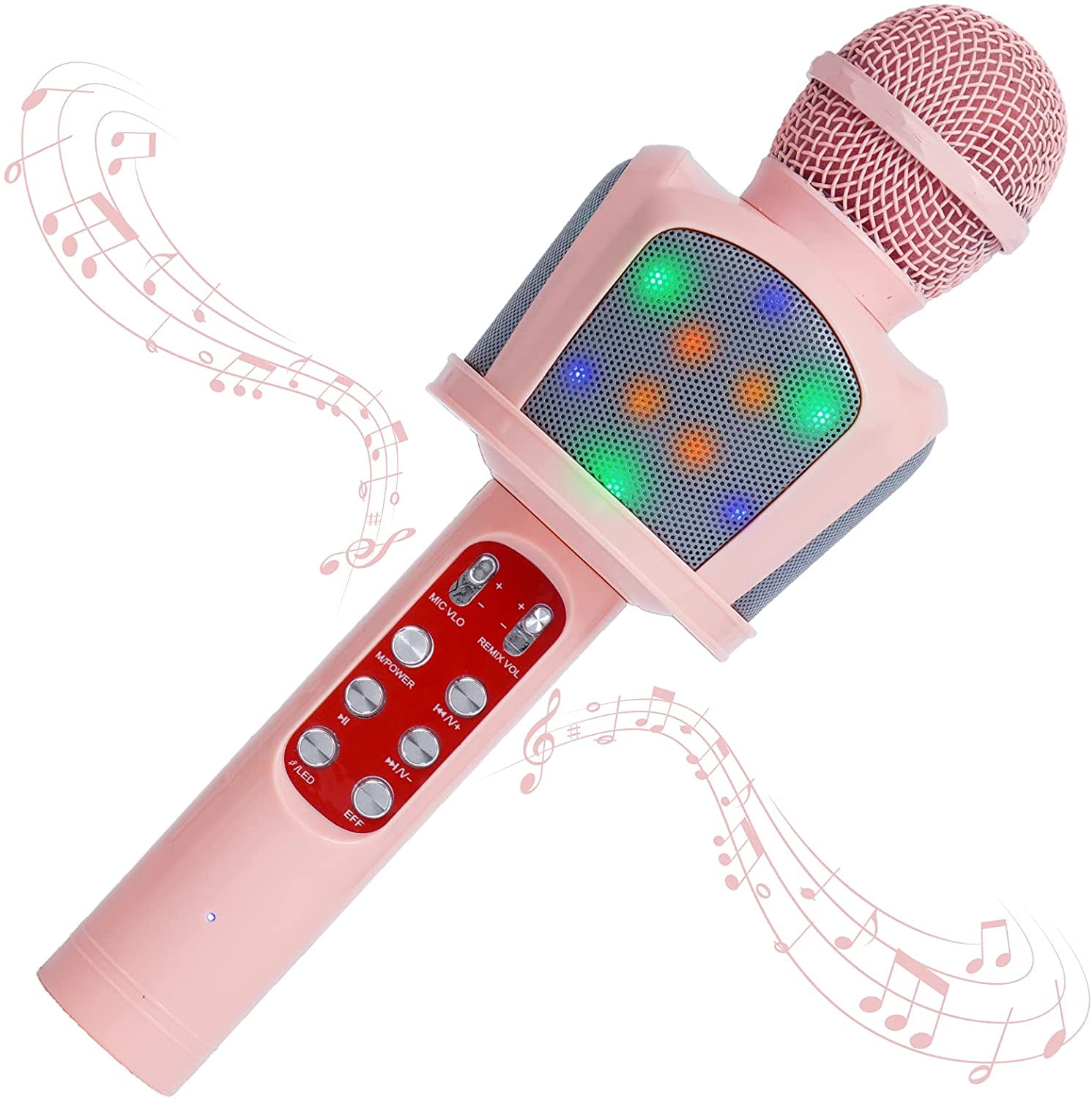 5 in 1 Portable Karaoke Gifts for Birthday Christmas Wireless Karaoke Machine for 3 4 5 6 7 8 9 10 Years Old Boy Girl Gifts Kids Toys Microphone Voice Changer Bluetooth Microphone with LED Lights