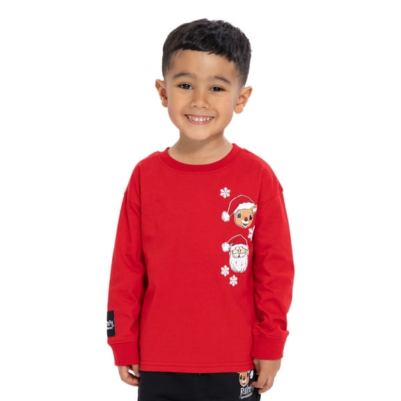 Rudolph the Red-Nosed Reindeer Toddler Boys Graphic Crewneck Tee with Long Sleeves, Sizes 12M-5T